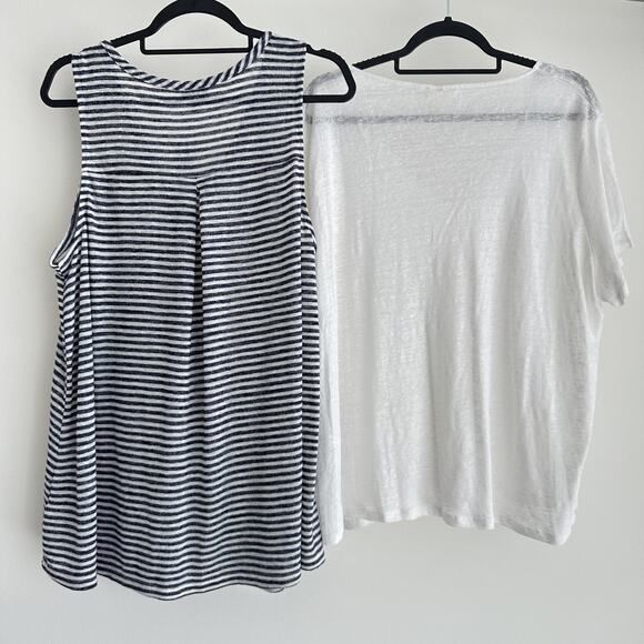 Torrid Tank H&M Top Lot of 2 XXL 2X Linen Blend Navy White Flowy Basic Minimalis - Picture 8 of 10